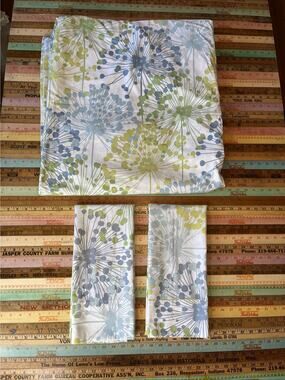 THE COMPANY STORE 3pc Duvet Cover Full Size 84 X 90 Dandelion Retro 100% Cotton